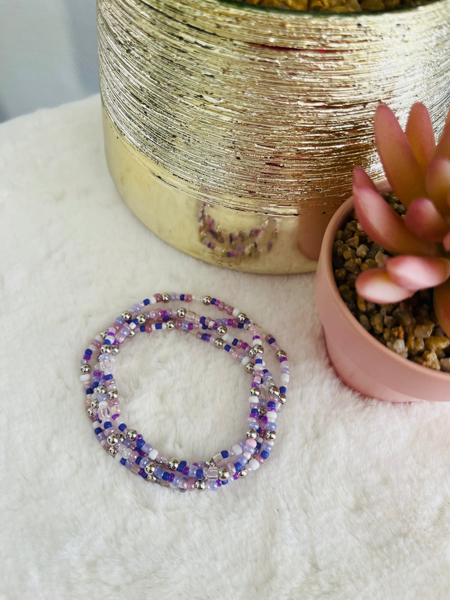 Bracelet ROCAILLE violet / blanc
