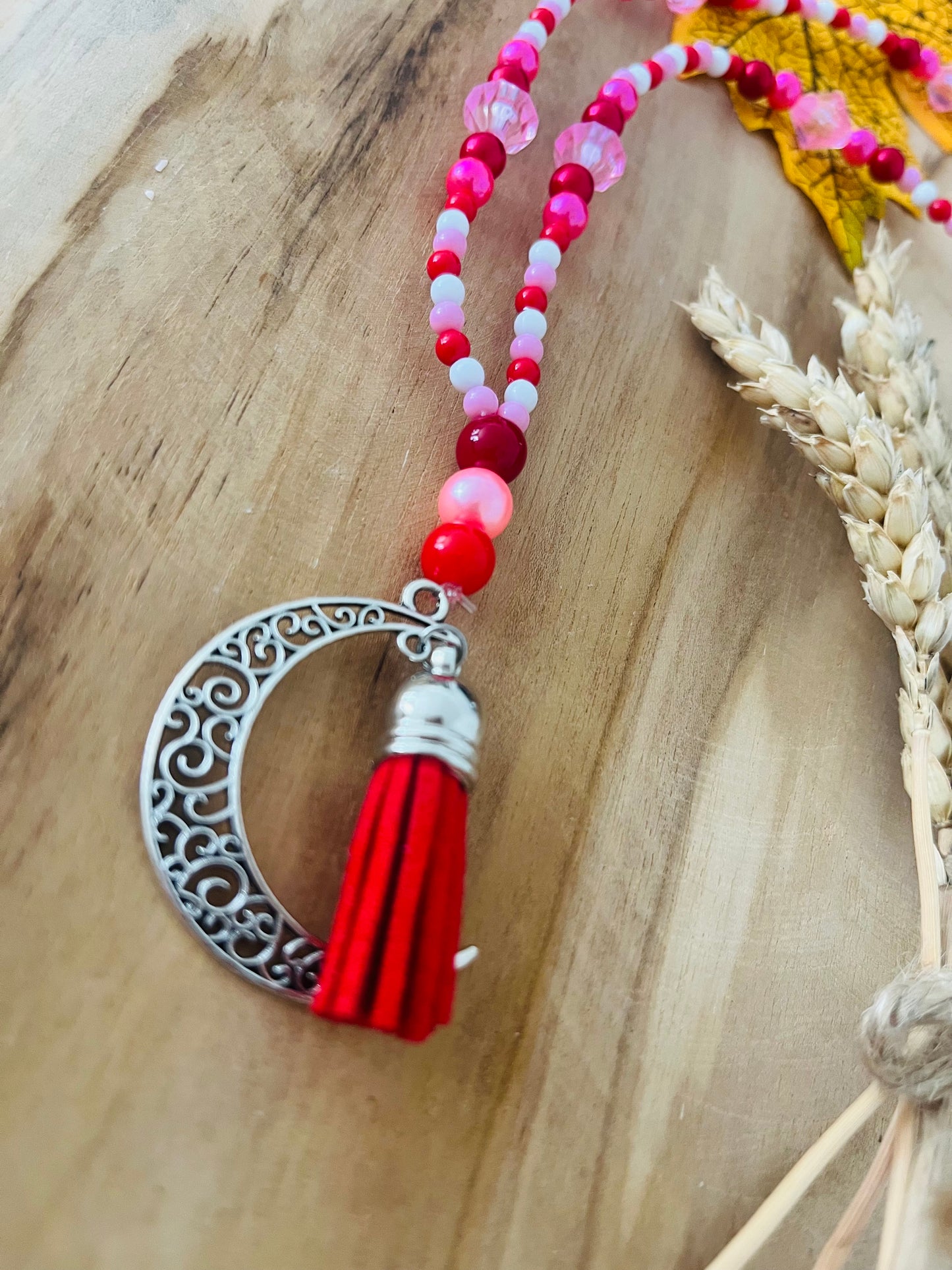 Bijou de voiture LALY rose/rouge