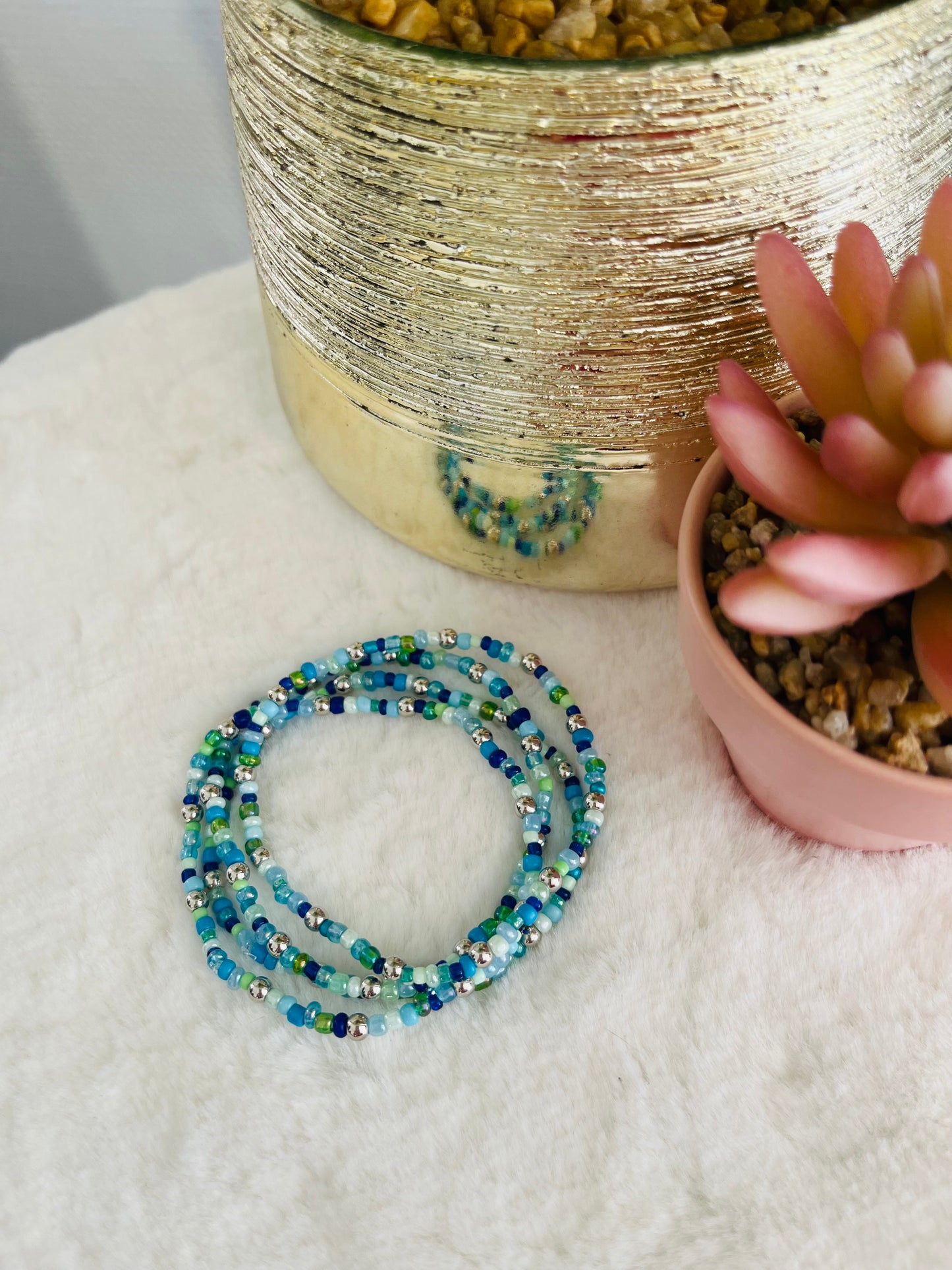 Bracelet ROCAILLE bleu / vert