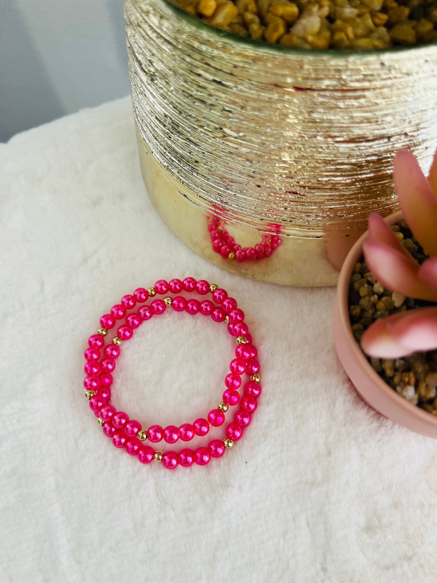 Bracelet PÉNÉLOPE rose fuschia nacré