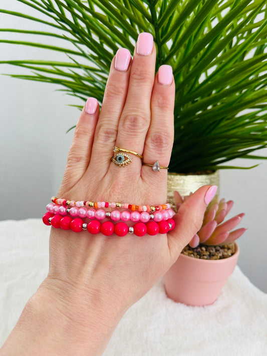 Bracelet TRIO rose / orangé