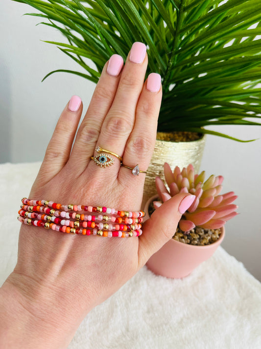Bracelet ROCAILLE rose / orangé