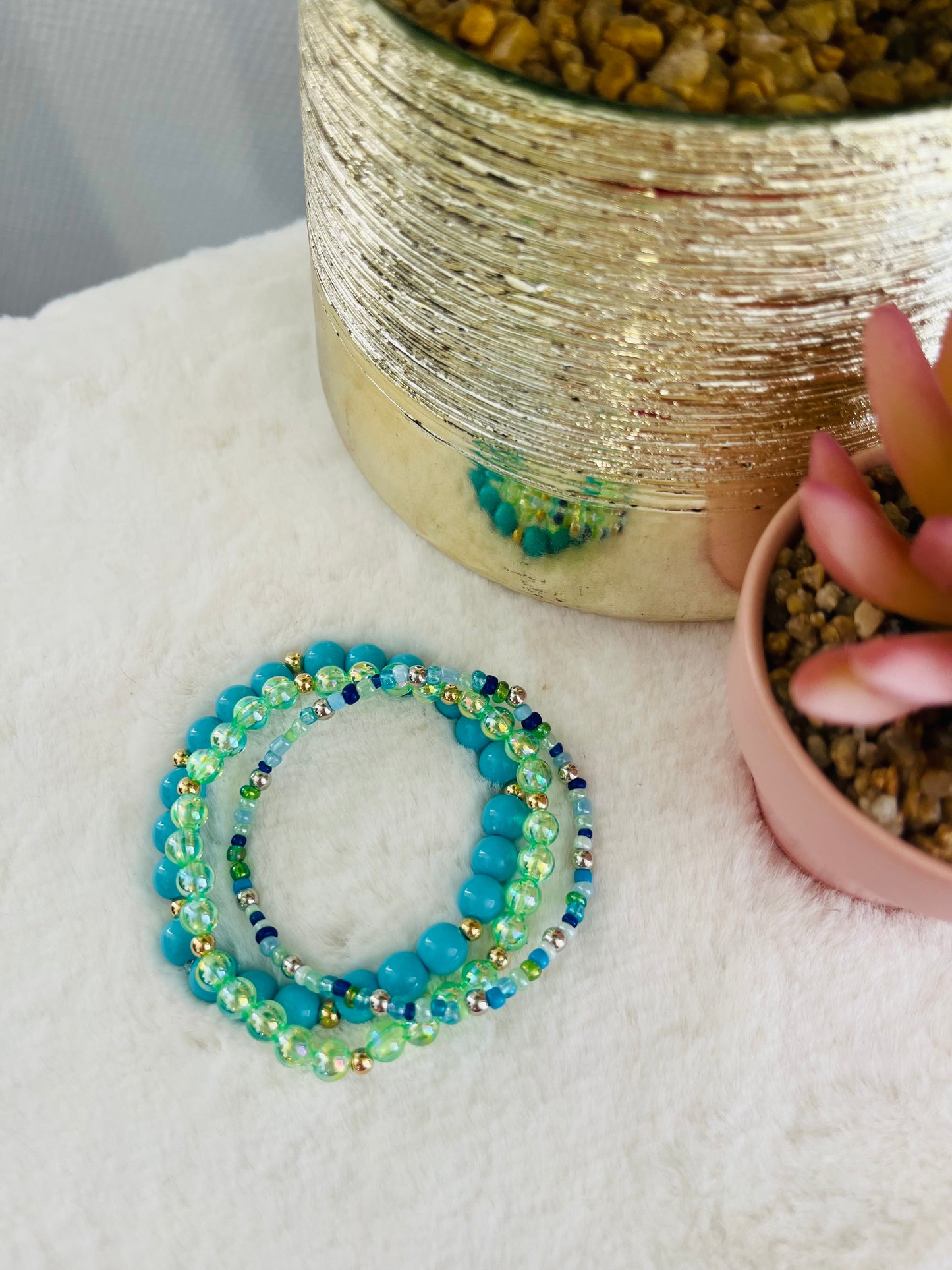 Bracelet TRIO vert / bleu