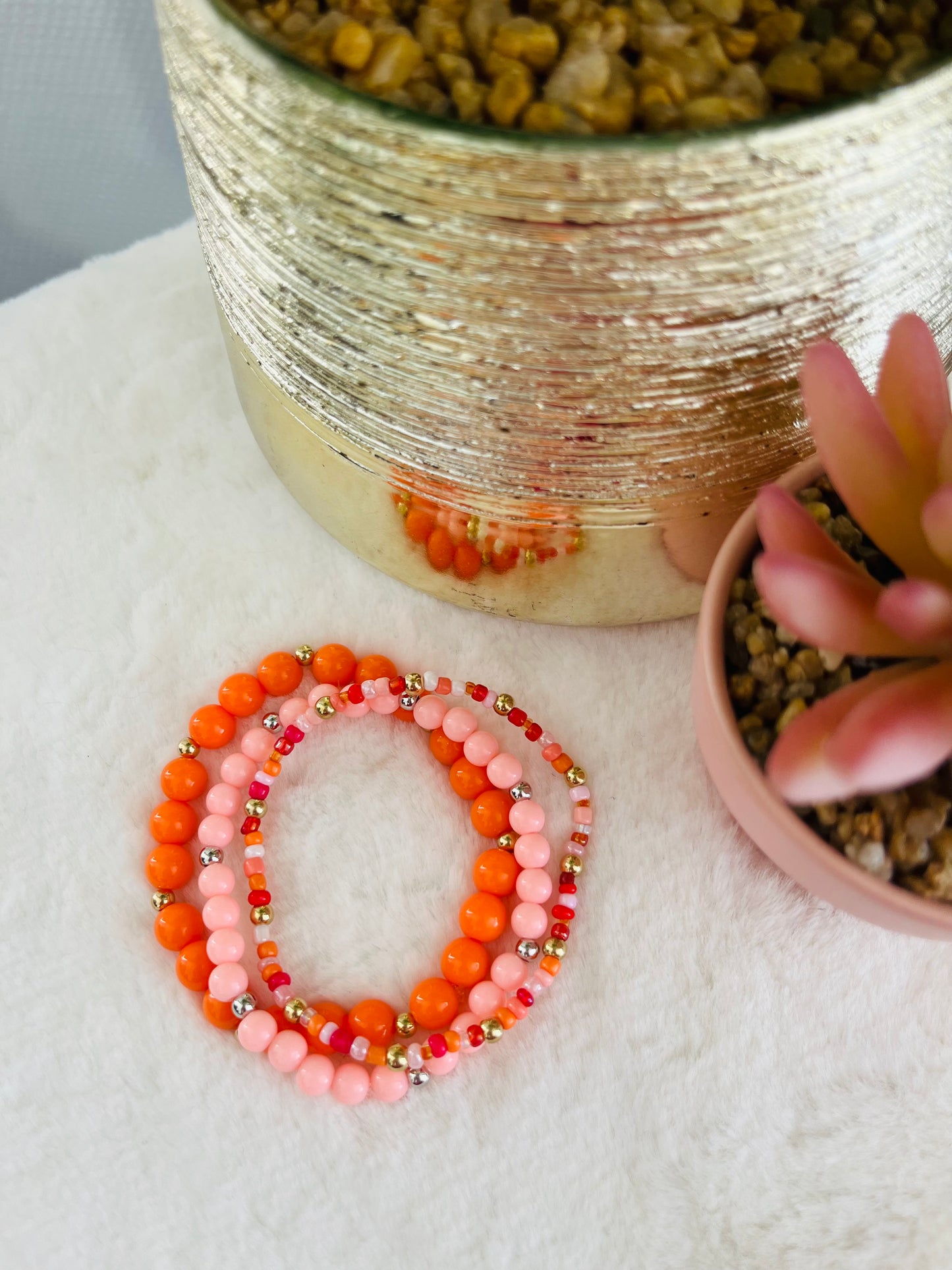 Bracelet TRIO orange / pêche