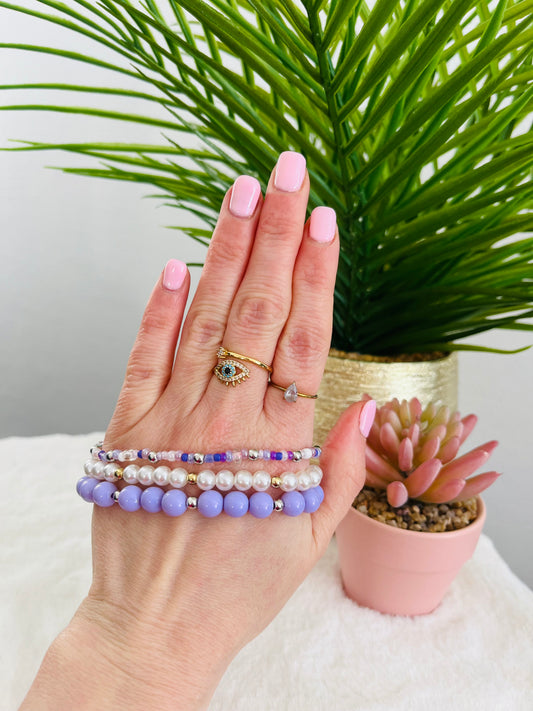 Bracelet TRIO violet / nacré