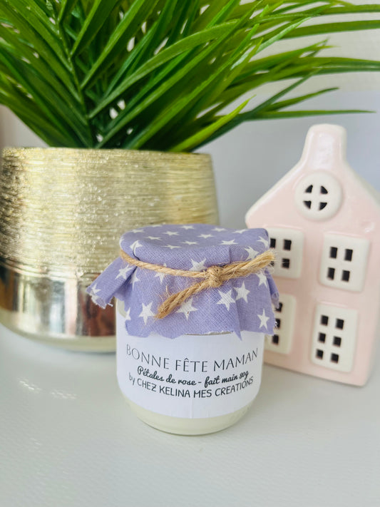 Bougie pétales de rose BONNE FÊTE MAMAN