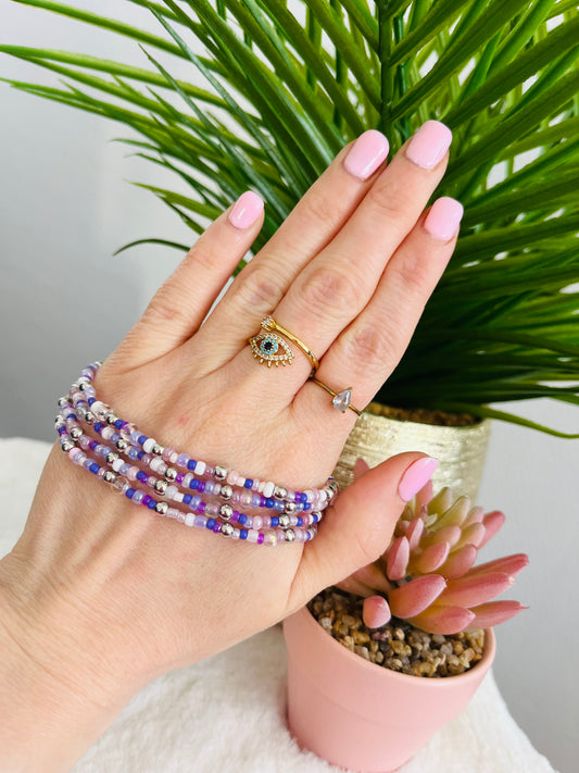 Bracelet ROCAILLE violet / blanc