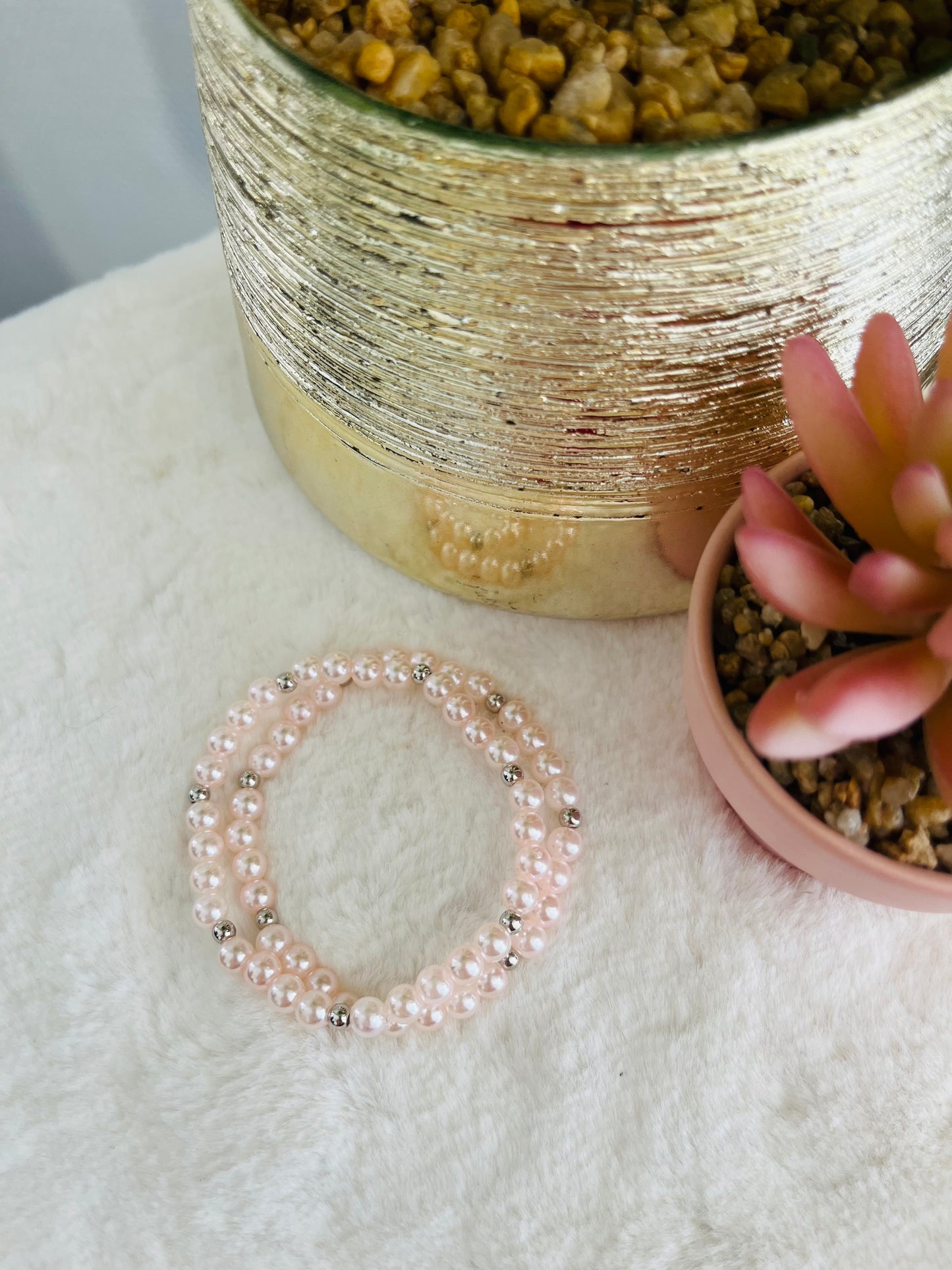 Bracelet PÉNÉLOPE rose pâle nacré