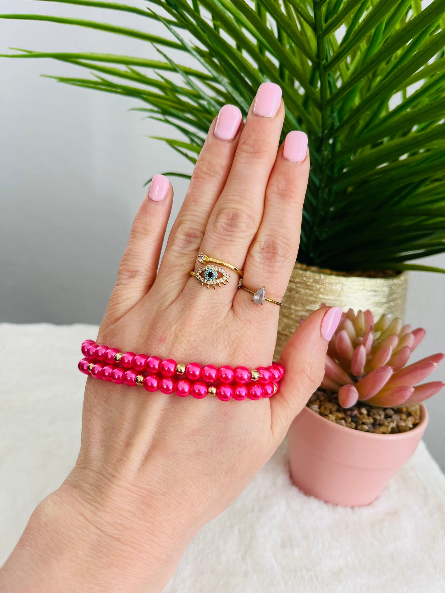 Bracelet PÉNÉLOPE rose fuschia nacré