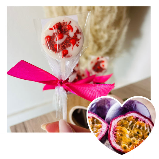 Sucette fondante pailletée FRUIT DE LA PASSION