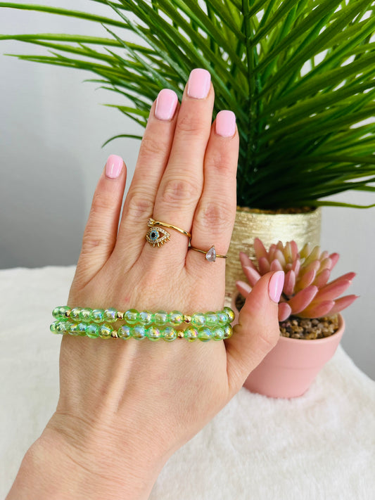 Bracelet PÉNÉLOPE vert pomme transparent