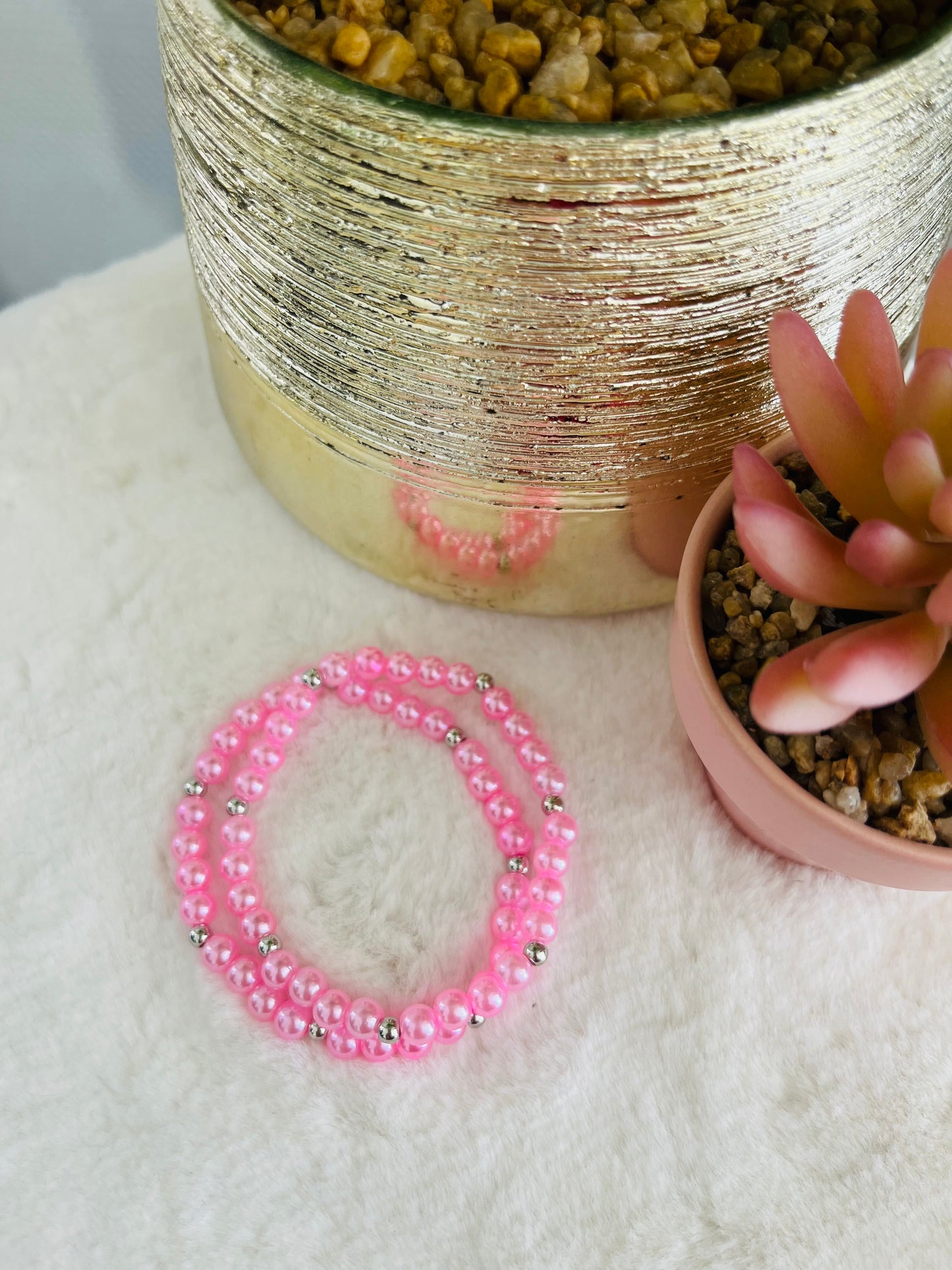 Bracelet PÉNÉLOPE rose bonbon nacré