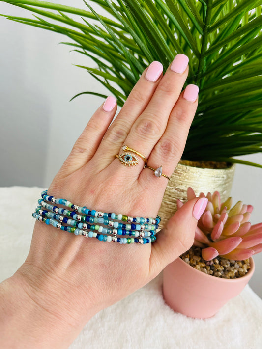 Bracelet ROCAILLE bleu / vert