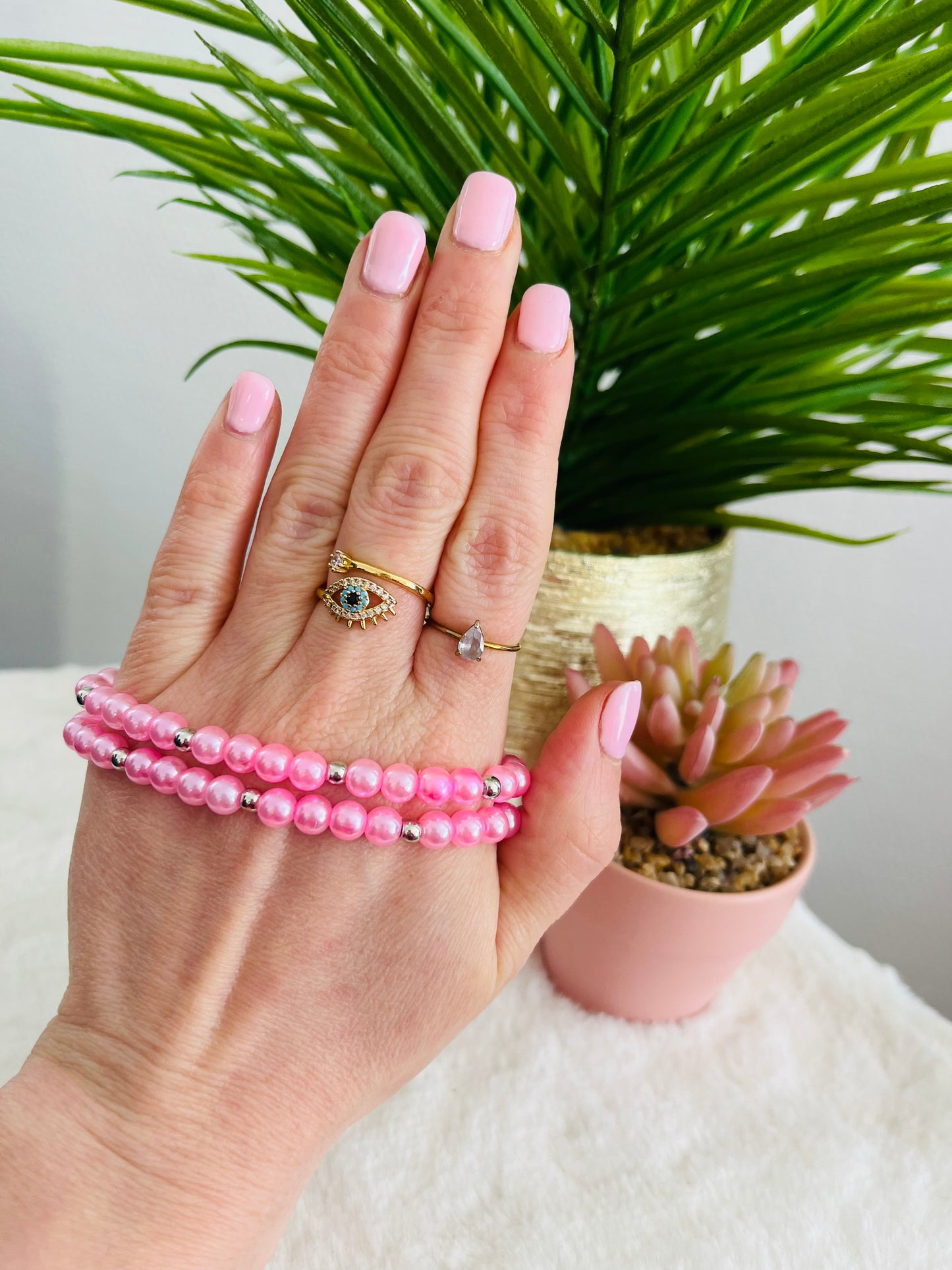 Bracelet PÉNÉLOPE rose bonbon nacré