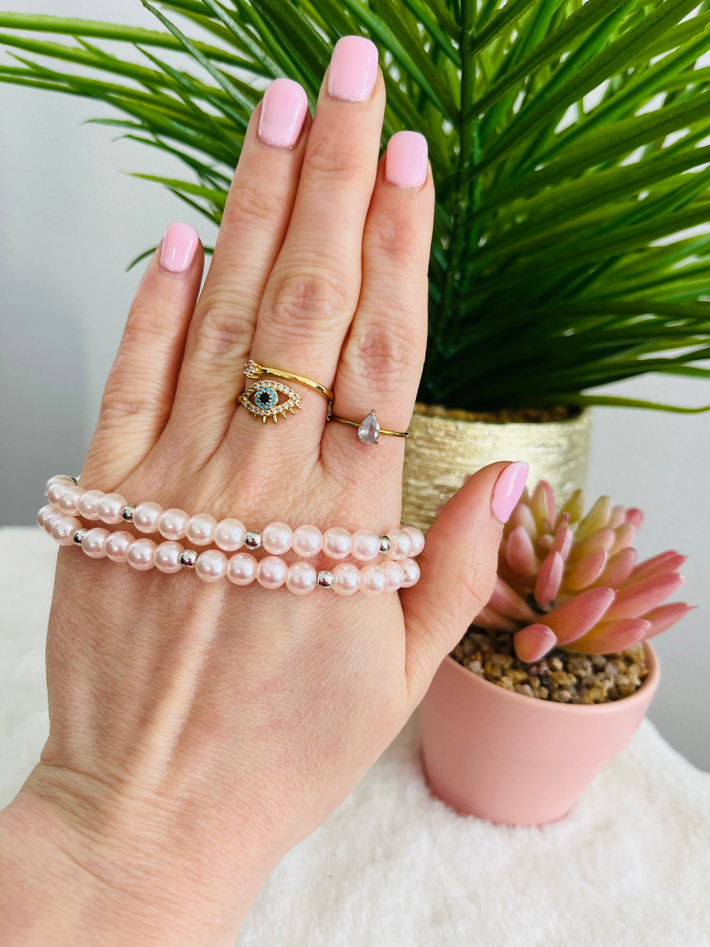 Bracelet PÉNÉLOPE rose pâle nacré